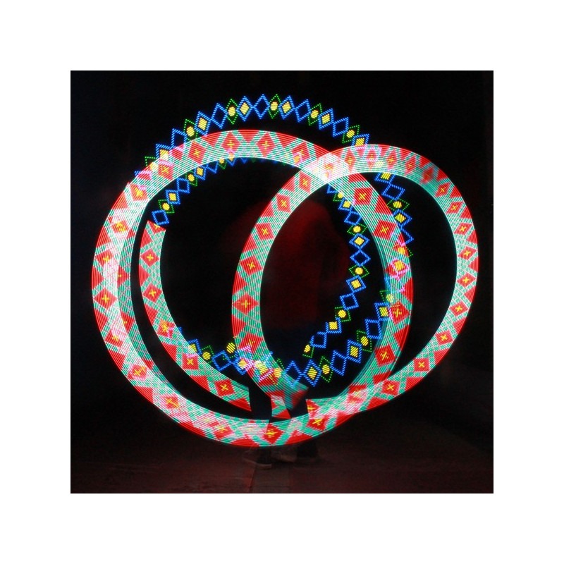 Cariocas Led LUMIN ART - PIXEL POI - Dibujo rombos rojos
