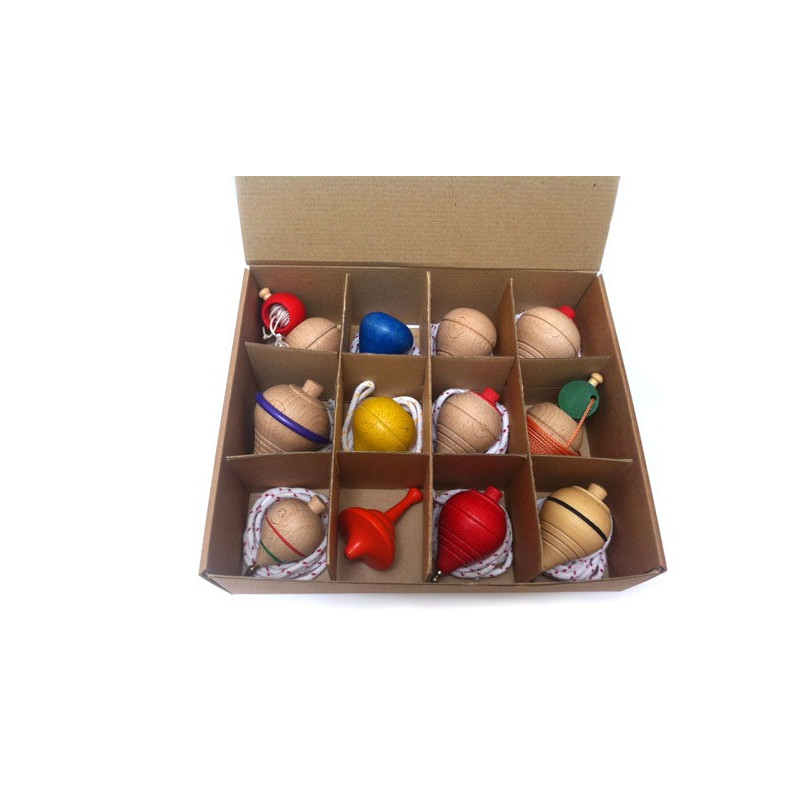 Pack 12 Trompos Peonzas Madera - Can Cels - 1